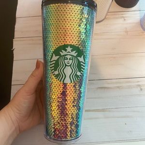 BRAND NEW Starbucks Blue Sequin Iridescent Tumbler